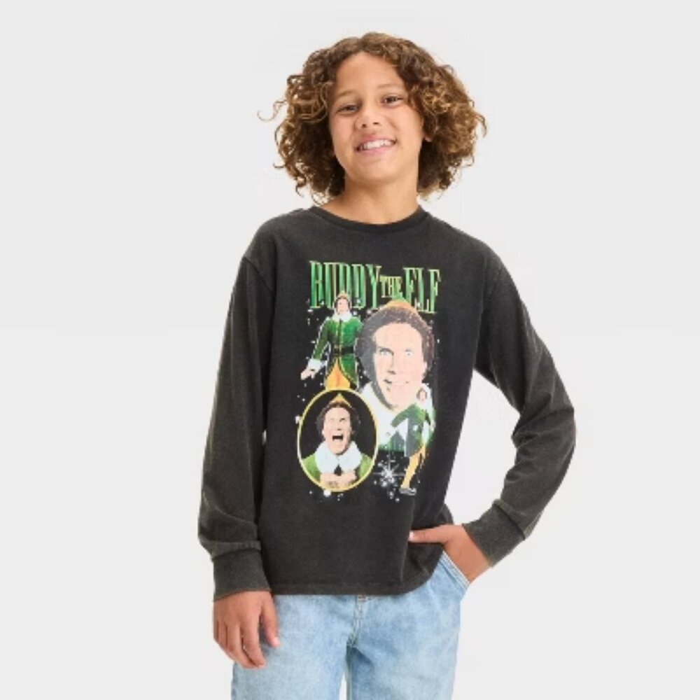 NEW Boys' Long Sleeve Buddy The Elf Christmas Graphic T-Shirt - art class™ L